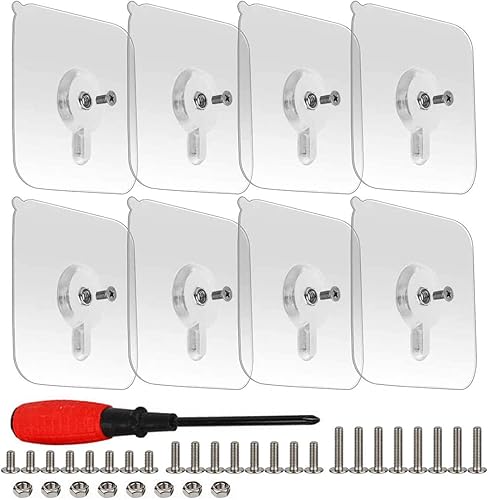 Set di 8 Viti Adesive da Muro senza Tracce e senza Foratura - Honorern