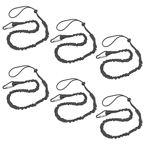 6 Pezzi 90 cm Corda di Sicurezza con Moschettone, Corda di Sicurezza Nera con Capacità di Carico di 15 kg, Adatta per Cantieri, Lavori Domestici, Campeggio, Alpinismo (Nero) - Honorern