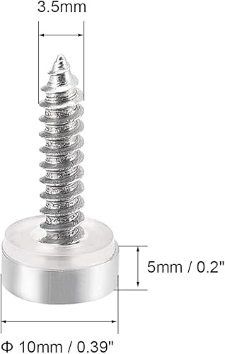 10mm/0.39' Specchio Viti, 12pz Ottone Decorativo Cappuccio Fissaggio Copertura Chiodi, Elettroplaccato, Luminoso Argento - Honorern