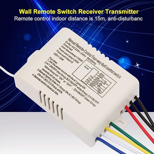 4 Vie ON/OFF Wireless Wall Light Ricevitore Trasmettitore Interruttore di Controllo Remoto Anti-disturbo per le Scale di Casa Passaggio 220V - Honorern