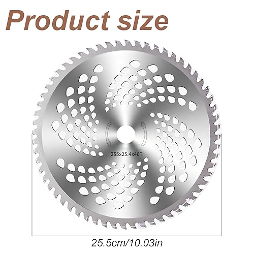 Lama Decespugliatore, Disco Decespugliatore, Lama Decespugliatore per Rovi, Dischi Decespugliatori, Adatto per Lavori di Falciatura, Decespugliatore, 255x25,4 mm - Honorern