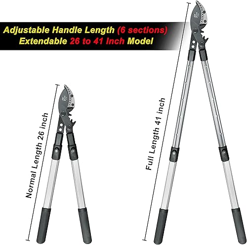 Prunrt Troncarami bypass estensibili da 66-104 cm, resistenti, potatori telescopici con azione composta, potatori a manico lungo con doppia leva, capacità di taglio da 5 cm - Honorern