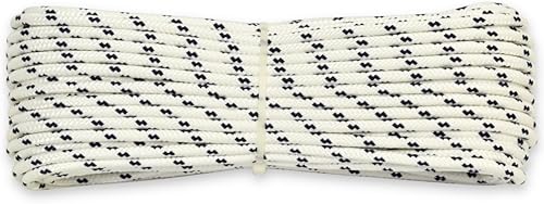 006000426 Treccia mare multiuso giardino e fai da te, stabilizzato ai raggi U.V. resistente a intemperie e agenti atmosferici, 4 mm, 30 mt, colore bianco con spia blu - Honorern