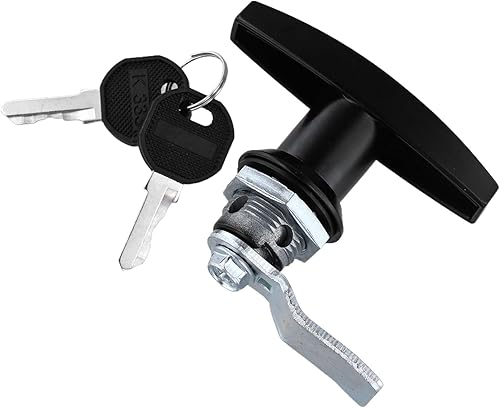 Serratura a forma di T in lega di zinco per porta per roulotte, camper, camion, rimorchio, cassetto, armadietto, antifurto, resistente alle intemperie, con 2 chiavi, colore nero - Honorern