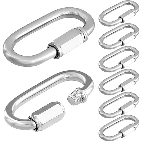 8 Pezzi Moschettoni Chiusa Rapida M6 - in Acciaio Inox 304-280 kg di Carico Massimo - per Zaini, Catene e Accessori Esterni - Honorern