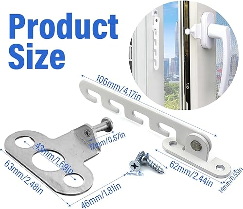 EYVRPAU 2 Set Finestra Limitatore Sicurezza Limitatore Apertura Finestra Ferma Finestre Antivento Manopole Ribaltabili Per Finestre Serratura Per Finestra Con 4 Viti Per La Regolazione Della Finestra - Honorern