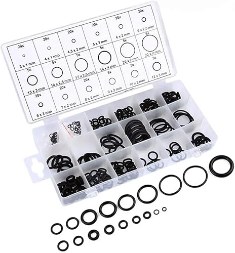 225 Pezzi 18 Misure Neri O-ring Assortimento Kit, Guarnizioni idrauliche Nitrilica O-ring Gomma Guarnizioni di Tenuta, per Aria Condizionata, Automobile, Impianti Idraulici - Honorern
