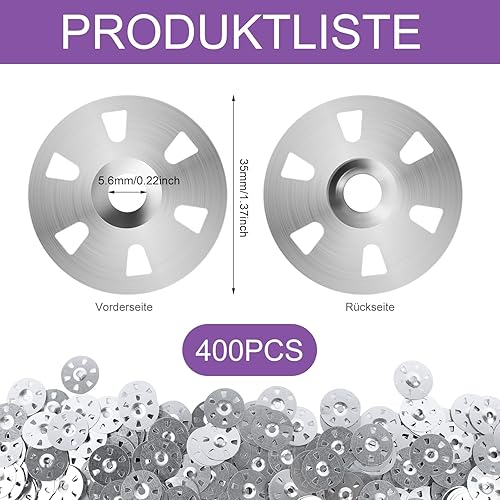 Rondelle Acciaio 400Pcs Rondelle Di Fissaggio Diametro 35 mm Rondelle Per Piastrelle Rondelle A 6 Artigli Per Cartongesso Pannelli Compositi Piastrelle Di Ceramica Estrusa Termoboard - Honorern