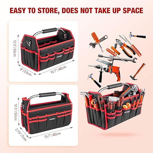 Borsa Porta Attrezzi Professionale, Borsa Attrezzi Lavoro Grande, Borse Attrezzi Impermeabili con Tracolla Regolabile e Maniglia per Trasporto, per Uso Domestico, Tecnici, Elettricisti - Honorern