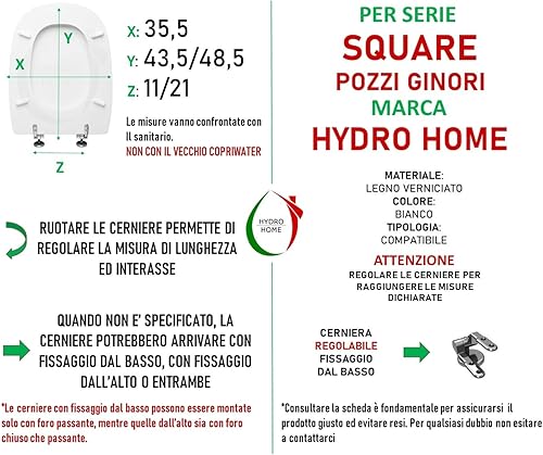 Copriwater Square Pozzi Ginori legno verniciato Bianco compatibile economico by HYDRO HOME - Honorern