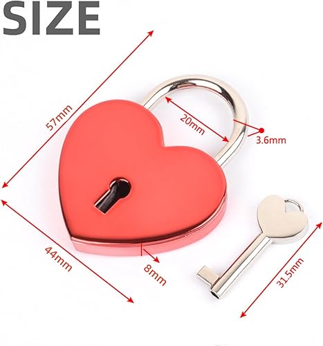 Serratura a Cuore Lucchetto,2 pezzi lucchetto dell'amore Lucchetto a forma di cuore con chiave Mini Lucchetto in Metallo per San Valentino,matrimonio,anniver - Honorern