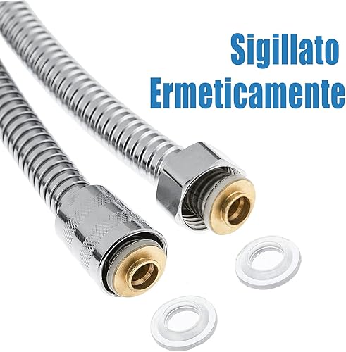 Tubo Doccia in Acciaio Inox，Flessibile Doccia Universal G1/2，Sicuro e Antideflagrante Contro le Alte Temperature,Adatto a Tutti i Soffioni Doccia (Primavera, 1.8-2.2M) - Honorern