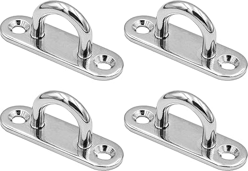 4 Piastre ad Occhiello in Acciaio Inox, 5 mm, in Acciaio Inox, Ganci di Fissaggio/Piastra ad Occhiello in Acciaio Inox/Ganci da Parete per sedie sospese, Tende da Sole e Molto Altro Ancora - Honorern