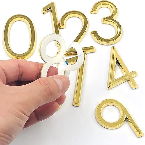 Confezione da 20, autoadesivi dorati impermeabili per cassette postali numeri 0-9, lyfLux numero indirizzo porta adesivi per appartamenti, hotel, uffici, progetti di decorazione (2 pollici) - Honorern