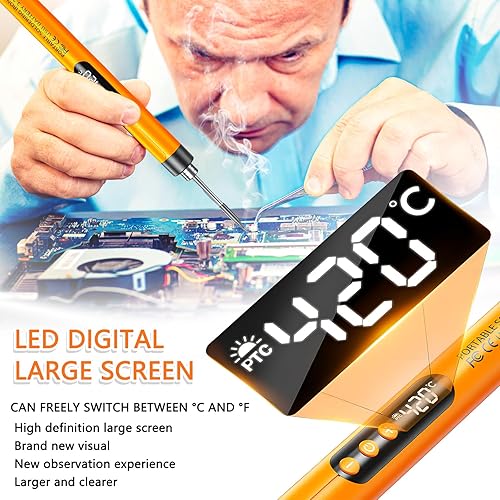 Set di saldatori batteria con display LCD Saldatore ricaricabile USB Temperatura regolabile Con tre punte di saldatura Ampiamente utilizzato per la saldatura di circuiti stampati - Honorern