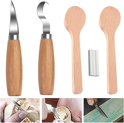 5PCS Kit di Attrezzi per Intagliare Legno, Strumenti per Intagliare il Legno Kit per Intagliare il Legno Professionale Attrezzi Intaglio Legno a Mano per La Lavorazione Del Legno Fai Da Te - Honorern