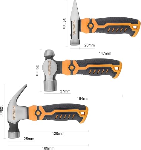 Gunpla Stubby Claw Hammer 8oz Martelli da Carpentiere Artiglio Martello Piccolo Multifunzione con Granchio Curvo, Manico Fibra Grammi, per Camping, Riparazione y Fai da te in Casa - Honorern