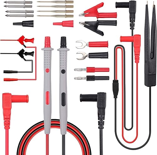 DollaTek Kit di puntali Multimetro elettrico 21 in 1 Cavo di prova con morsetti a coccodrillo Sonda di prova Cavo multimetro a spina a banana per tester di tensione - Honorern