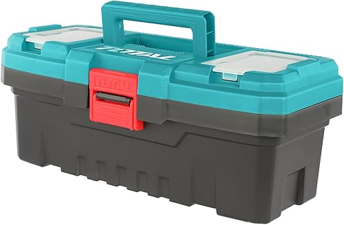 Cassetta degli attrezzi in plastica da 14' (356 x 168 x 160 mm), PP, 740 g, carico max 10 kg, chiusura in metallo, manico resistente, coperchio con 3 scomparti, funzione scala TPBX0142 - Honorern