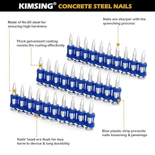 MTSD-22 12 calibro 7/8 di pollice X .109 di pollice a gambo liscio perno di azionamento in plastica zincato meccanico per chiodatrice a gas per calcestruzzo e acciaio 1000 PCS/Box (1, Box) - Honorern