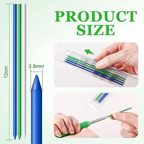 18 Pezzi 2,8mm Matita Falegname Sostituzione Mina per Matite Meccaniche Matita Cantiere per Marcatori Foro su Legno, Metallo, Cemento Piastrelle (6 colori) - Honorern