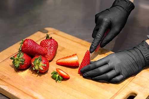 Guanti monouso neri in nitrile, confezione da 100 guanti in nitrile, taglia XS (molto piccola), senza lattice, durevoli e multiuso, protezione contro i prodotti chimici - Honorern