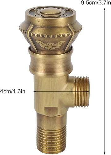 lvifloae Valvola di arresto ad angolo Valvola di arresto ad angolo in ottone stile europeo vintage Maniglia rotonda Scultura in ottone antico dorato per lavandino Bagno WC Cucina - Honorern