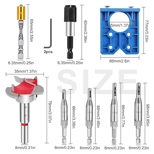 35 mm Dima per Cerniere a Scodellino, Punte Forstner per Legno, Dima per Fori, Set di Punte per Cerniera Nascoste, per Il Legno Mobilia Porta Cerniera Armadi Installazione - Honorern