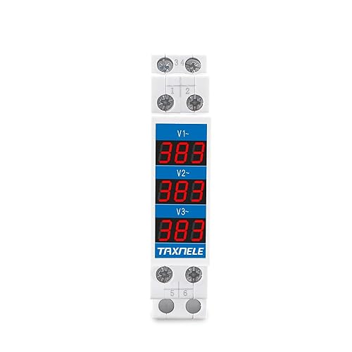 Voltmeter Din Rail 18 mm Voltage Meter AC 80-500 V 380 VAC 230 VAC 110 VAC 3 Phase Modular Voltmeter Indicator LED Digital Display Detector Voltage Tester (3R) - Honorern