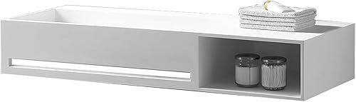 Lavabo sospeso con portaoggetti e porta asciugamani TWG62 - Solid Surface - bianco opaco, Larghezza lavabo:120 cm - Honorern