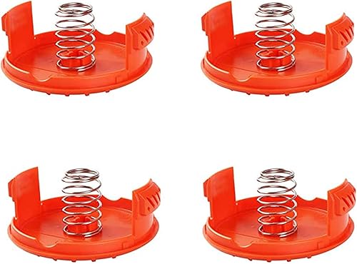 PILO Pack of 4 Covers, Line Cap, Cover Replacement Springs for Trimmer Spool, Black Decker, RC-100-P Lawnmower, plastica - Honorern
