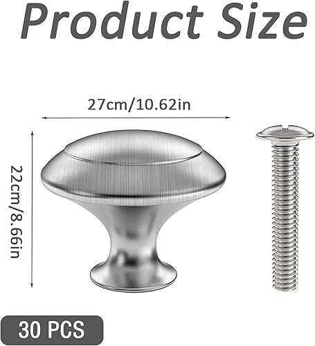 30 Pezzi Argento Cassetto Porta Maniglia Manopola Mobili Manopole Cassetto Pulsanti Porta Rotondo, Manopole Per Mobili Rotond, Con Viti, per Armadietto, Scrivania, Comodino, Libreria, Mobili - Honorern