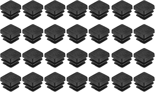 sourcing map 28 tappi quadrati in plastica, 10 x 10 mm, tappi terminali per tubi quadrati da 9 mm, per gambe di sedie e mobili, colore nero - Honorern