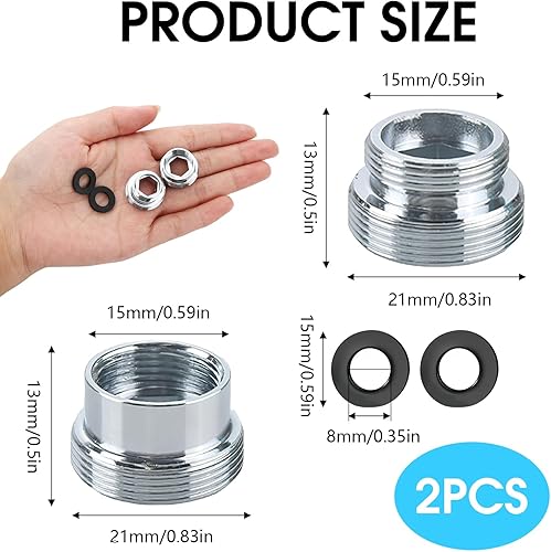 Set da 2 Adattatore per Rubinetto in Metallo, Connettore Filettatura Maschio per Rubinetti da Cucina e Acqua - Adattatori per Rubinetto Femmina - Versatilità 16-22 mm - Honorern