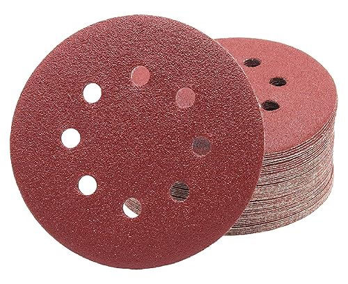 60 pezzi - dischi abrasivi (carta vetrata) con Ø 125 mm, assortimento: 10 pezzi per ogni tipo di grana 40/60/80/120/180/240 per levigatrice orbitale con 8 fori … - Honorern