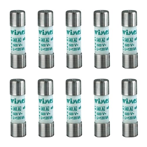 Confezione da 10 Fusibili, cilindrico 14x51 mm, 500V 32A, industriale e civile, impiego aM, protezione correnti di spunto, motori, trasformatori, in ceramica, steatite, Potere interruzione 80KA - Honorern