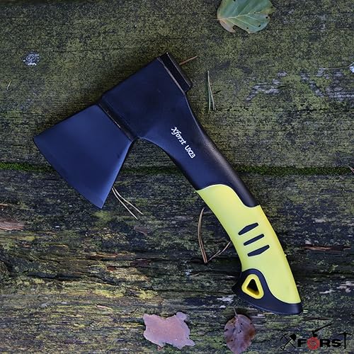 Ascia da Campeggio UX23, Accetta Outdoor con Protezione Lama e Rivestimento Antiaderente, Manico in Fibra di Vetro, Lunghezza 23 cm - Honorern