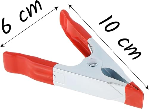 Pinze a Molla in Metallo Robusto - Set da 2 Pezzi (4') con Presa Antiscivolo e Protezione Superficie - Ideali per Legno, Teloni, Casa e Campeggio (2x 10CM) - Honorern
