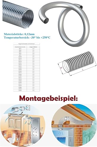 Tubo flex in alluminio, lunghezza 3 m, diametro 400 mm, resistente al calore. - Honorern