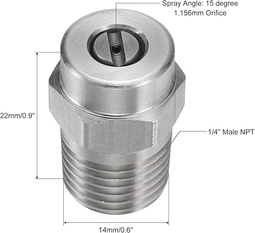 2pz Ugelli per Idropulitrice Punta 1/4' Maschio Npt Ugelli Spruzzatori in Acciaio Inossidabile per Pistola Acqua, Scopa Acqua e Pulitore Carro (15 Gradi, Orifizio 1.156mm) - Honorern
