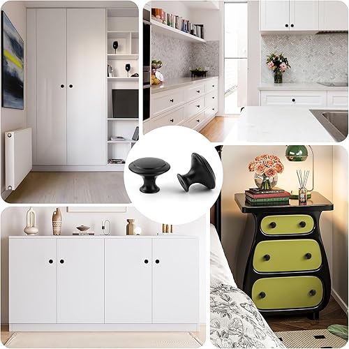 16 Pezzi Pomelli per Mobili Pomello Del Cassetto Nero Opaco, Moderni Manopole per Mobili Ø30mm Pomelli per Mobili con Viti per Porta, Armadio, Cassetto e Credenza - Honorern