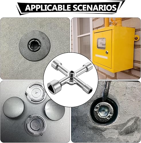 AOZUO Chiave a 4 vie, 5 dimensioni, triangolare, chiave per acqua, multifunzionale, per contatore del gas, per rubinetto, valvola, rubinetto, rubinetto, rubinetto, armadio, pannello idrante - Honorern