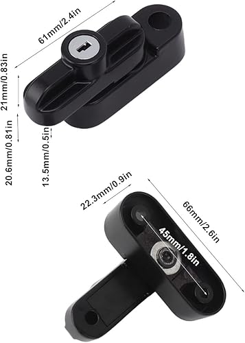 Serrature per Finestre, Serrature per Finestre Esterne in Lega di Alluminio Chiusure per Finestre di Sicurezza per Finestra Doppia Singola(Nero) - Honorern