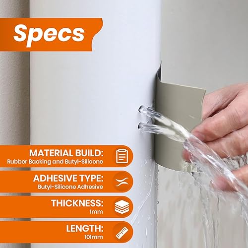 Nastro Sigillante Impermeabile | Nastro Sigillante | Nastro Ripara per tetto | Tubi,Giunti,Toppa di Riparazione di Perdite,Uso Esterno (PST62110WT4) | Bianco | 101 mm x 4 m - Honorern