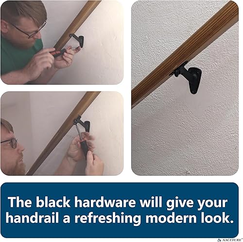 Staffe per corrimano per scale, confezione da 6, colore: nero - Honorern