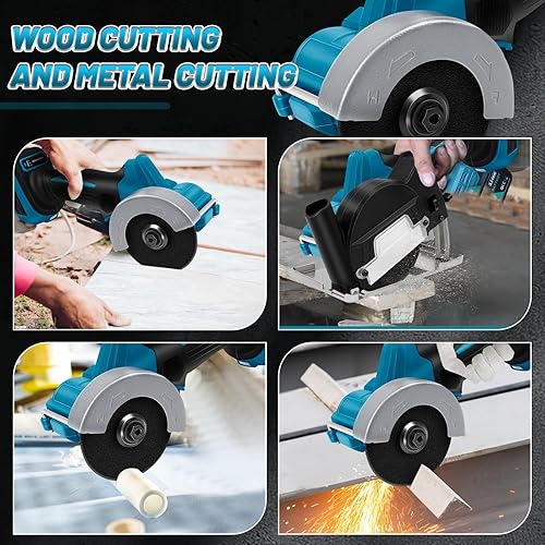 Smerigliatrice Angolare per Makita 18V, Smerigliatrice Professionale a Batteria, 76 mm, Motore Brushless, Protezione Disco, per Taglio, Smerigliatura, Lucidatura - Honorern