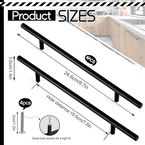 Confezione da 2 Maniglie per Armadietti da Cucina, Lunghezza 246 mm, Foro Centrale da 195 mm, in Lega di Alluminio, per Cassetti, Cassettiere, Armadi, Oro - Honorern