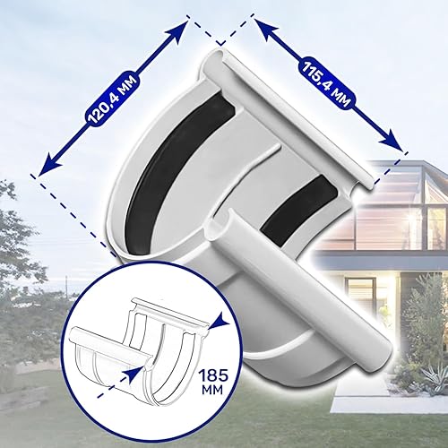 Connettore per Grondaia Acqua Piovana con Diametro 185 mm Realizzato in PVC - Garanzia di 10 Anni - MONTERAL - Honorern