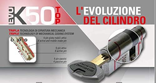CILINDRO CON CODOLO MODULARE AD ALTA SICUREZZA EVO K50 TOP VARIE MISURE (1, CODOLO 30 mm CHIAVE 40 mm) - Honorern