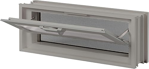 Fuchs Design Finestra di ventilazione (579x189x80 mm) grigio ghiaia al posto di 3 blocchi di vetro dimensioni 19x19x8 cm - con zanzariera - Honorern